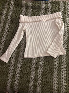 Old Navy Cream Ribbed Off-Shoulder Sweater